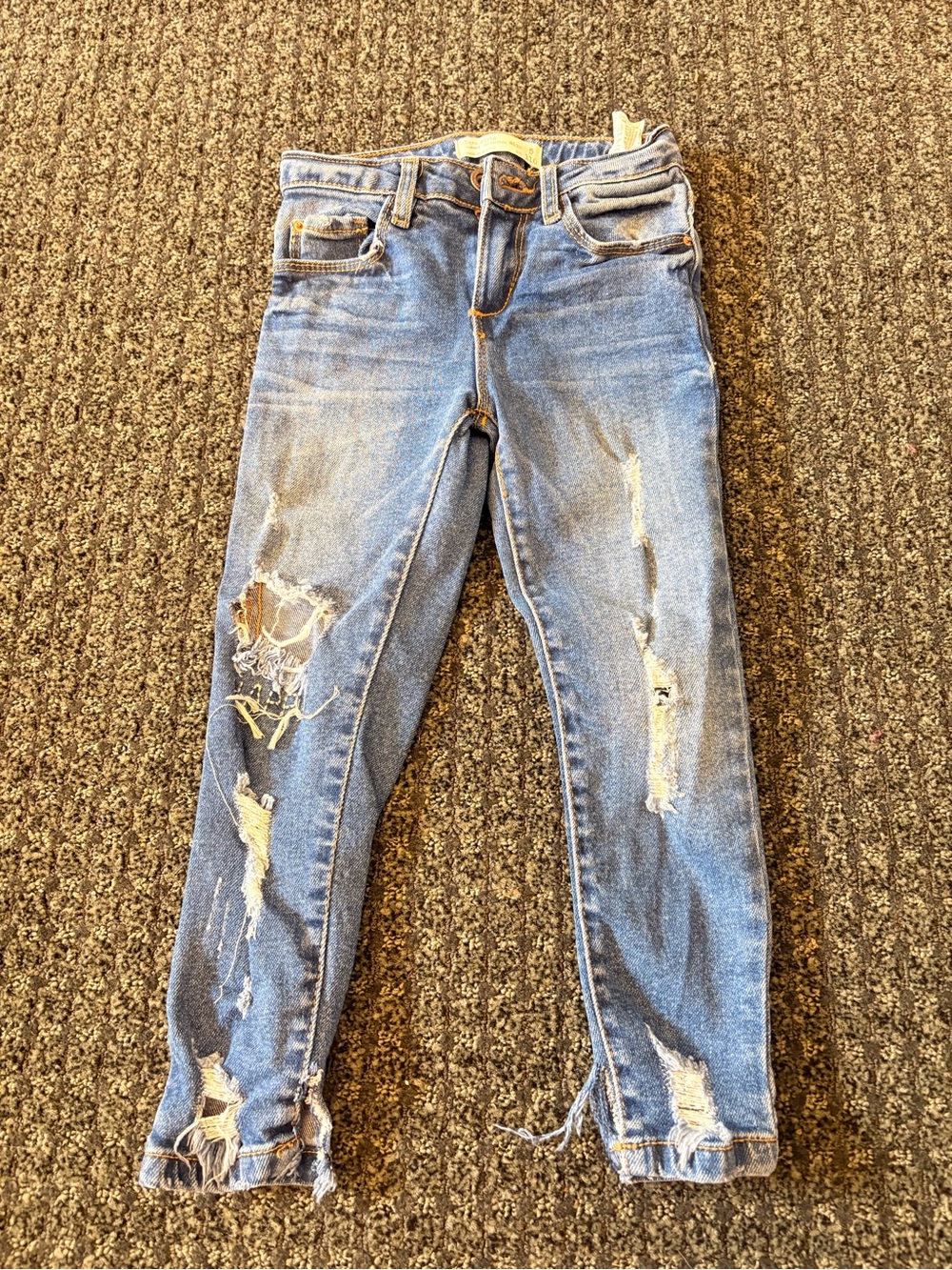 Zara Girls Distressed Skinny Jeans Size 5 Light Wash Denim